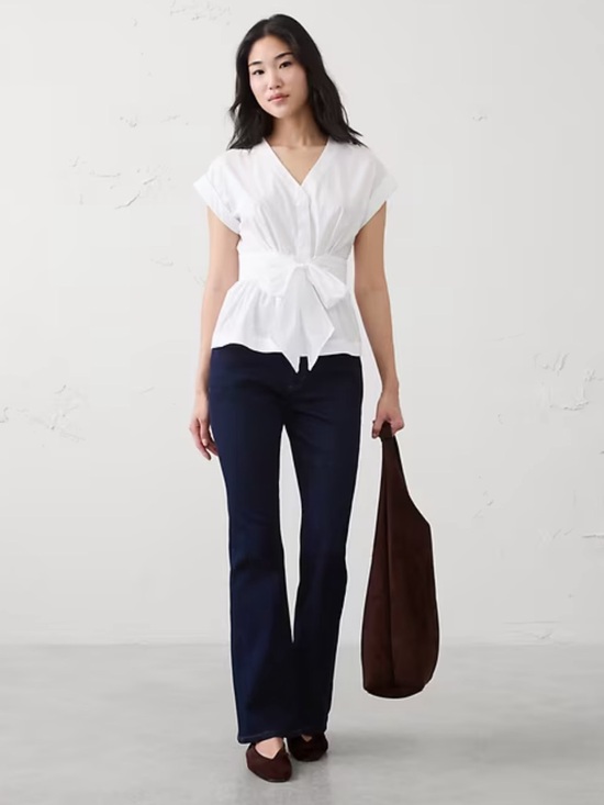 Banana Republic Tops - NWT Banana Republic White V-Neck Tie-Waist Peplum Top